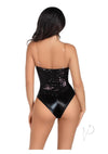 Sequin Bone Snap Bodysuit Strap Sm Blk