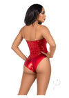 Sequin Bone Snap Bodysuit Strap Lg Red