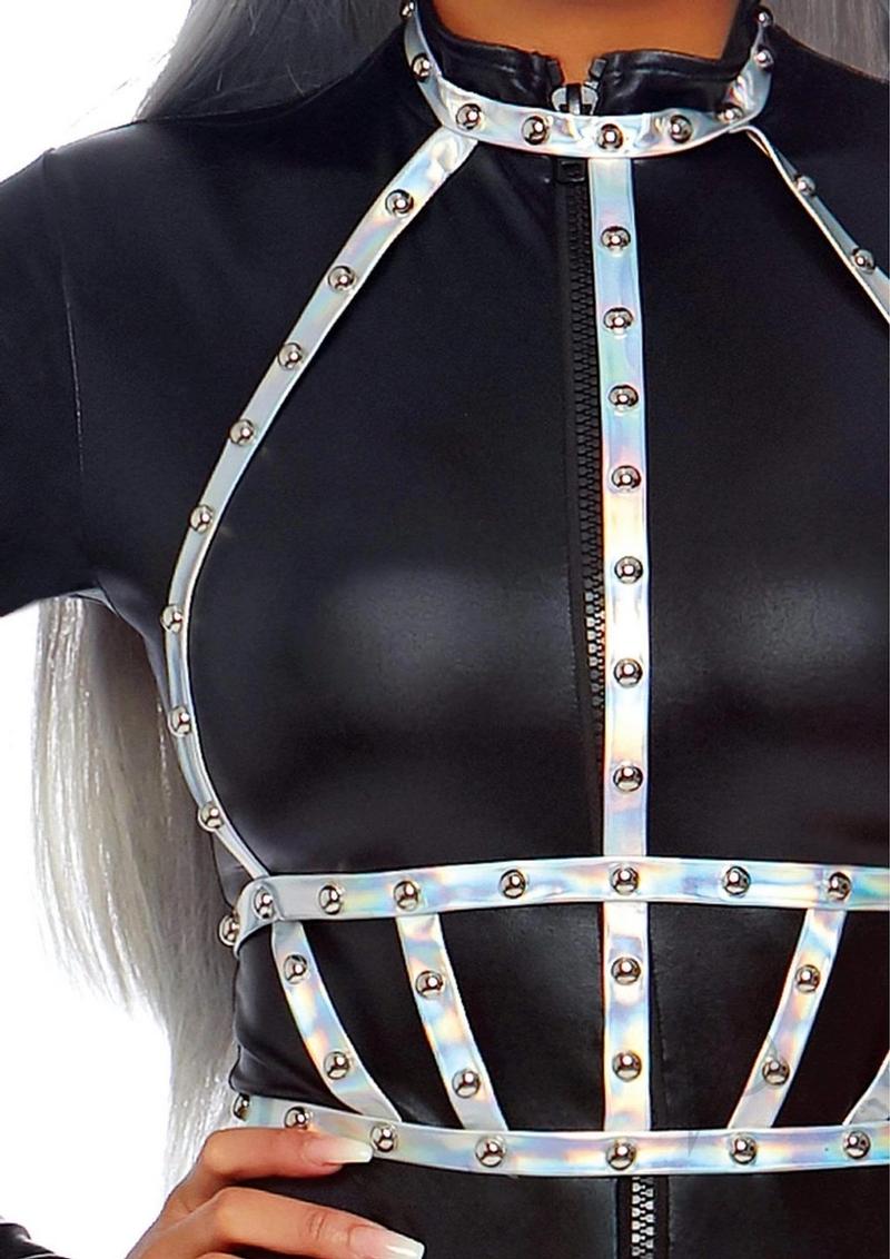 Iridescent Studded Body Harness Os Slv