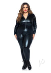 Lame Zipper Cat Suit 3x/4x Blk