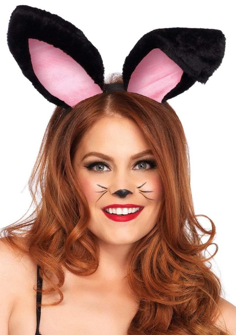 Plush Bunny Ears Os Black