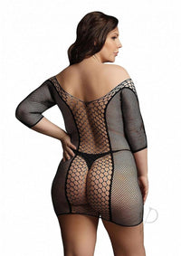 Duo Net Sleeved Mini Dress Qn Blk