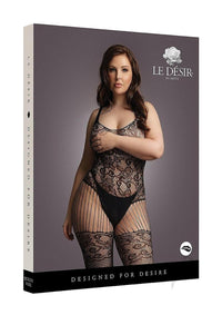 Lace Fishnet Bodystocking Qn Blk