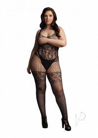 Lace Fishnet Bodystocking Qn Blk