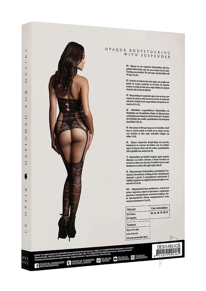 Lace Suspender Bodystocking Os Blk