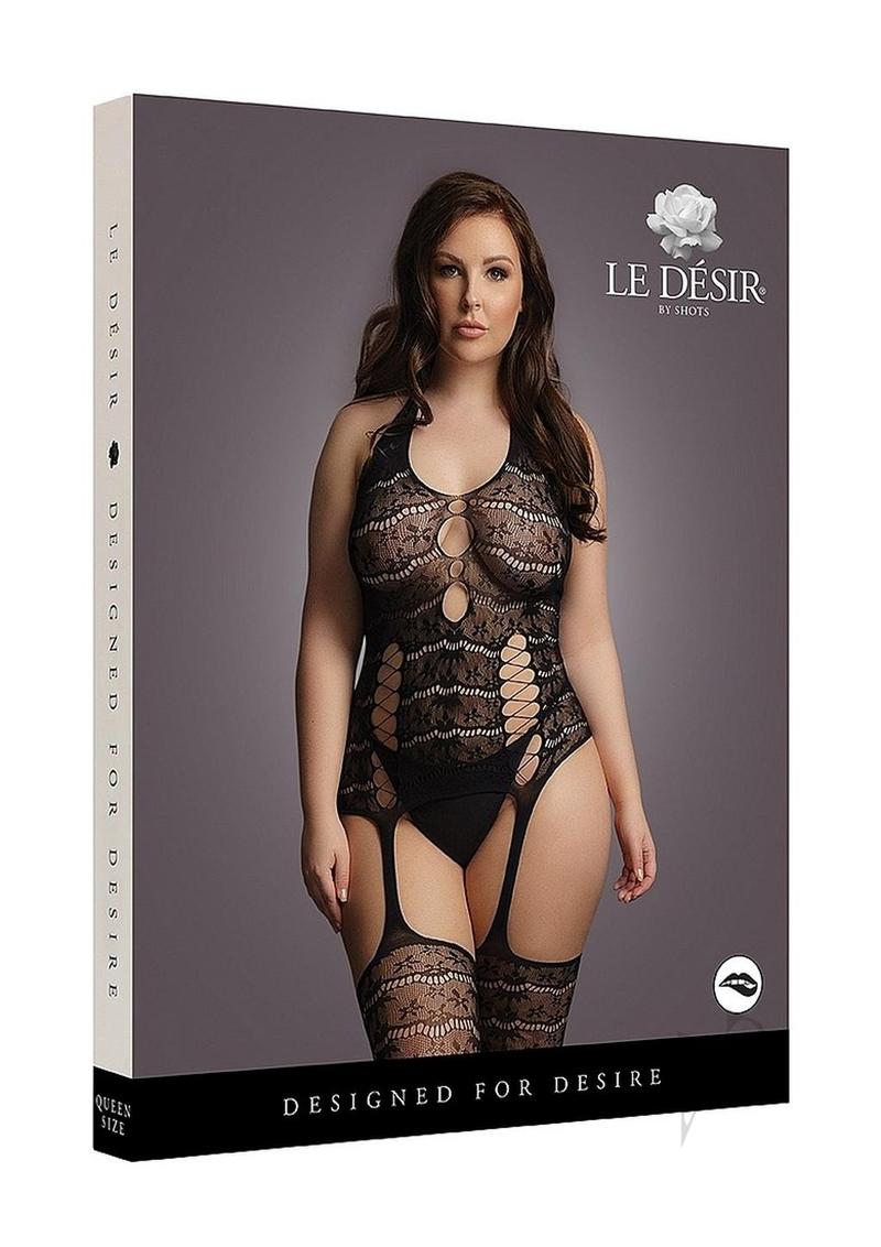 Lace Suspender Bodystocking Qn Blk