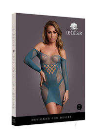 Long Sleeved Net Mini Dress Os Blu