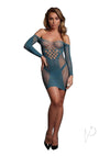 Long Sleeved Net Mini Dress Os Blu