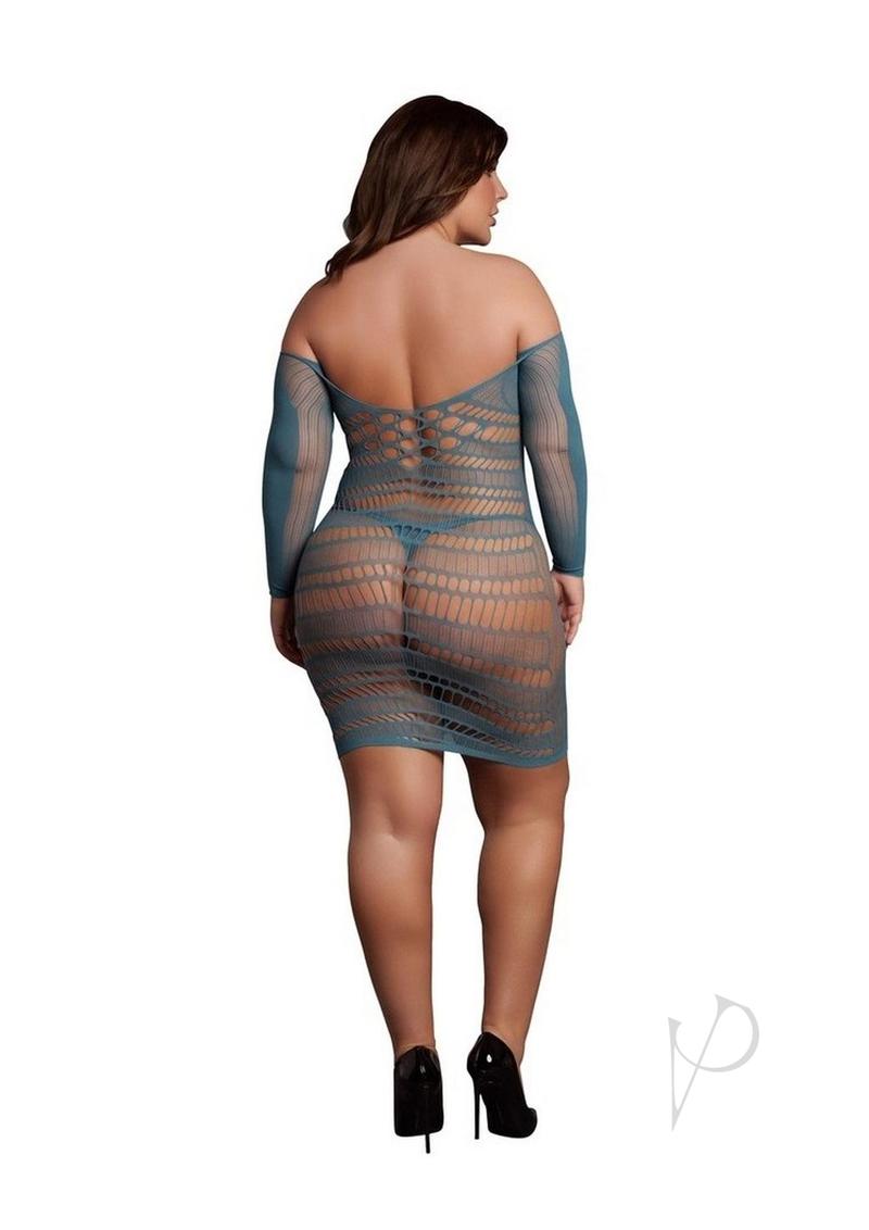 Long Sleeved Net Mini Dress Qn Blu