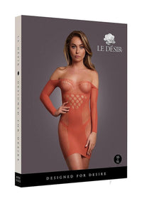 Long Sleeved Net Mini Dress Os Sunset