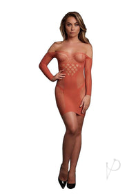 Long Sleeved Net Mini Dress Os Sunset