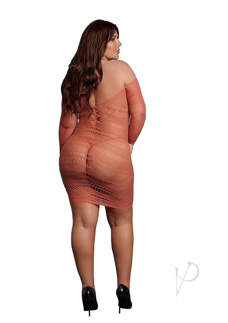 Long Sleeved Net Mini Dress Qn Sunset