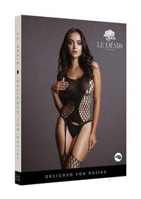 Fence Suspender Bodystocking Os Blk