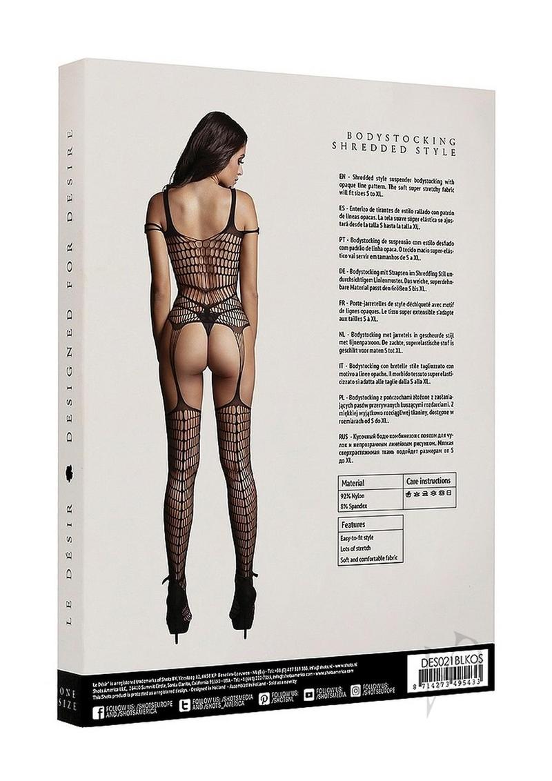 Shredded Bodystocking Os Blk