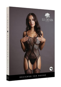 Fishnet And Lace Bodystocking Os Blk