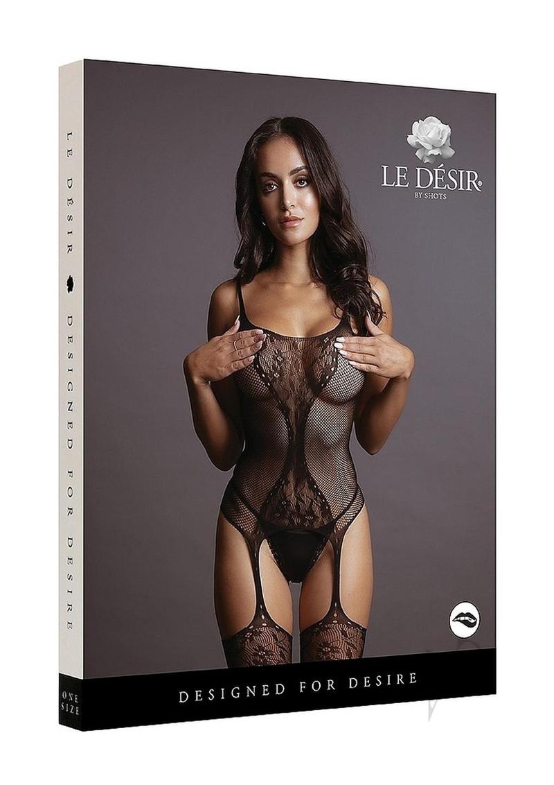 Fishnet And Lace Bodystocking Os Blk