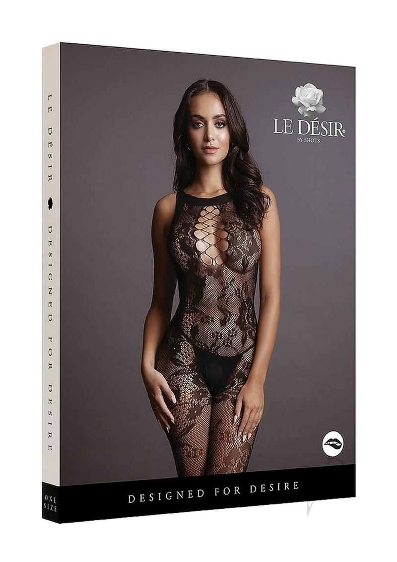 Criss Cross Neck Bodystocking Os Blk