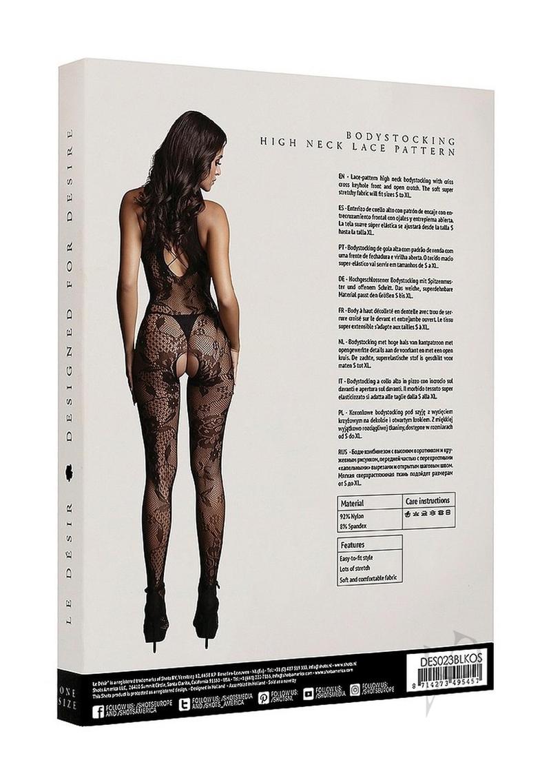 Criss Cross Neck Bodystocking Os Blk