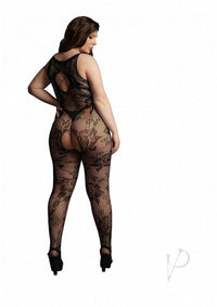 Criss Cross Neck Bodystocking Qn Blk