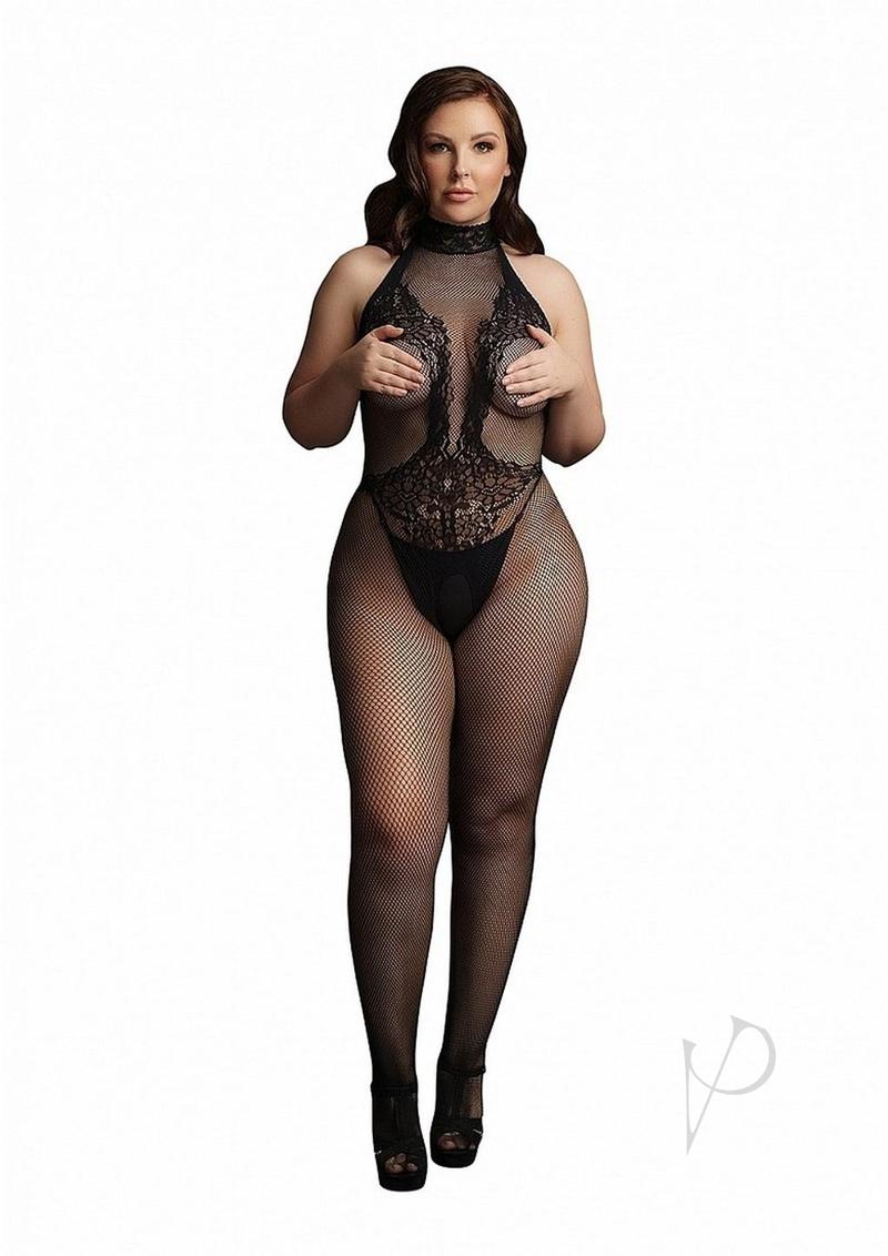 Fishnet Lace Bodystocking Qn Blk