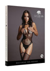 Contrast Suspender Bodystocking Os Blk