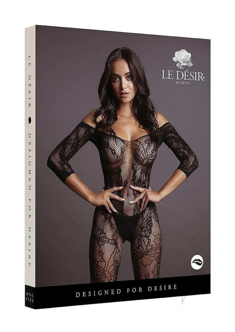 Lace Sleeved Bodystocking Os Blk