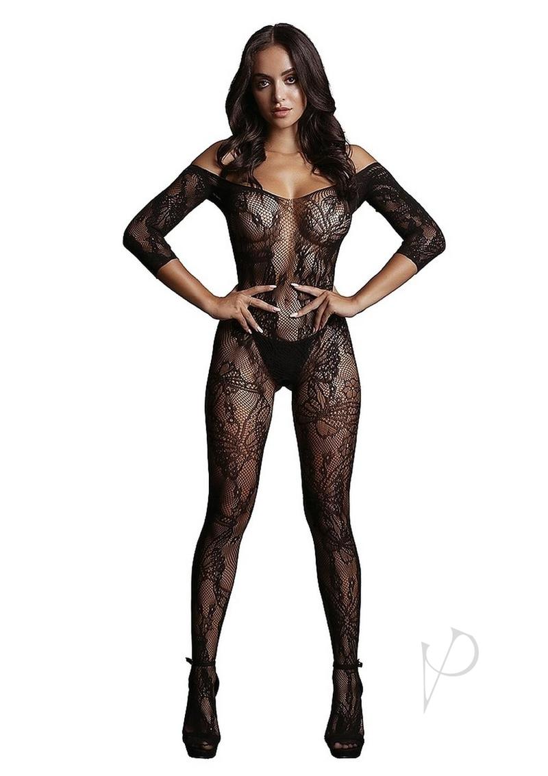 Lace Sleeved Bodystocking Os Blk