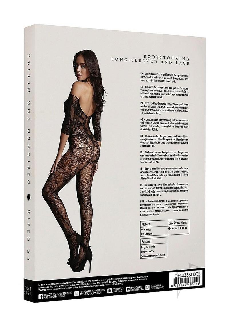 Lace Sleeved Bodystocking Os Blk