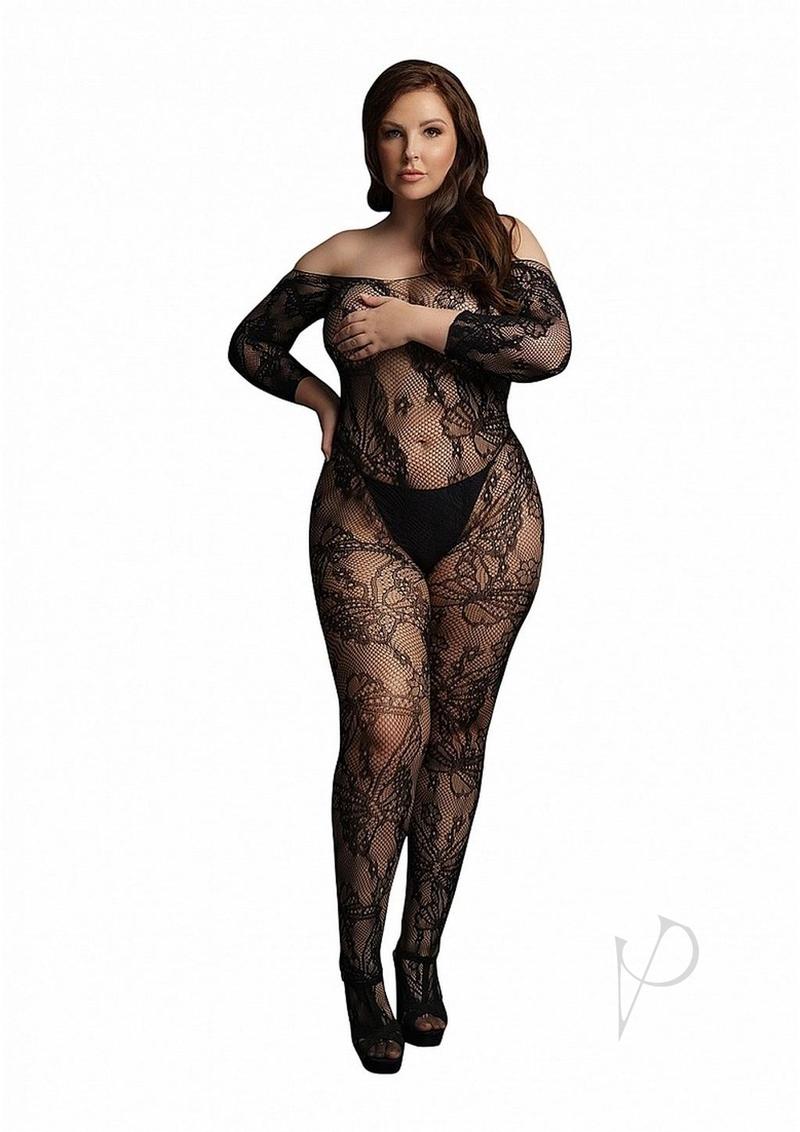 Lace Sleeved Bodystocking Qn Blk