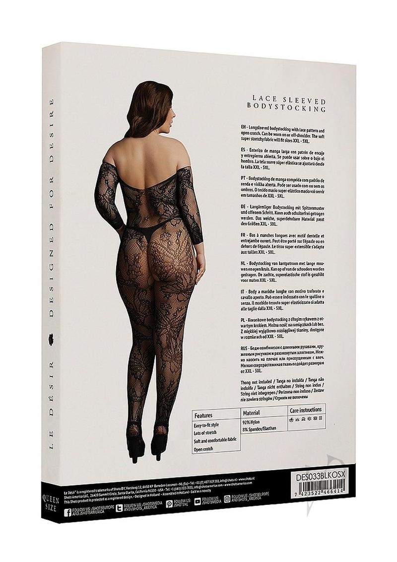 Lace Sleeved Bodystocking Qn Blk