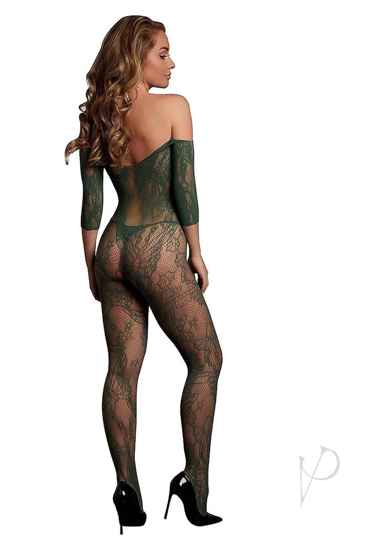 Lace Long Sleeved Bodystocking Os Grn