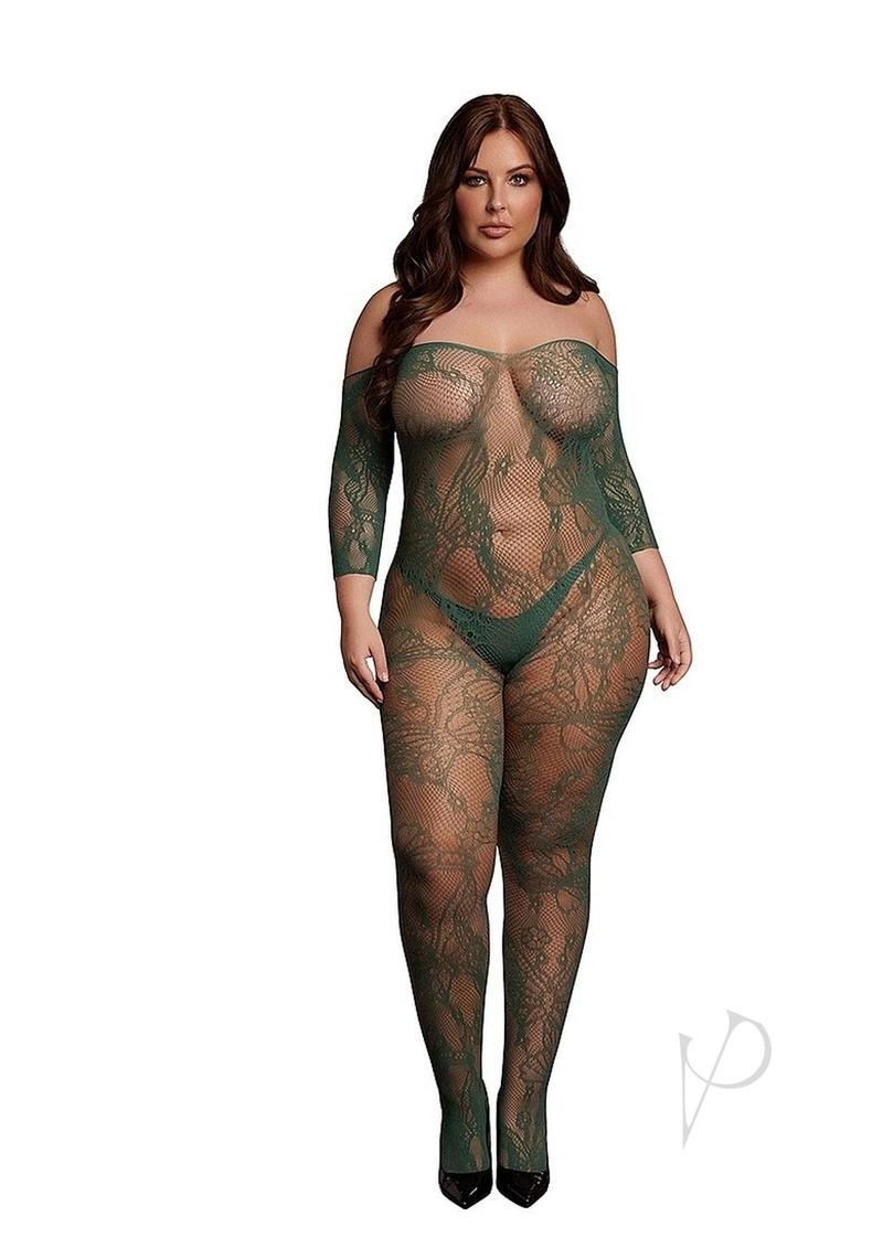 Lace Long Sleeved Bodystocking Qn Grn