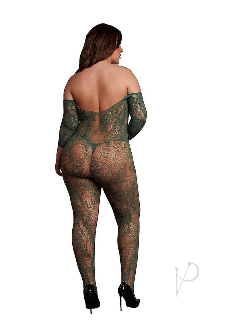 Lace Long Sleeved Bodystocking Qn Grn