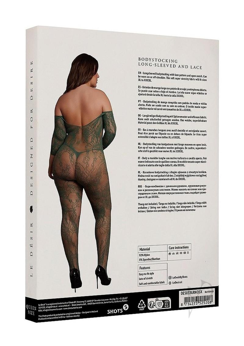 Lace Long Sleeved Bodystocking Qn Grn