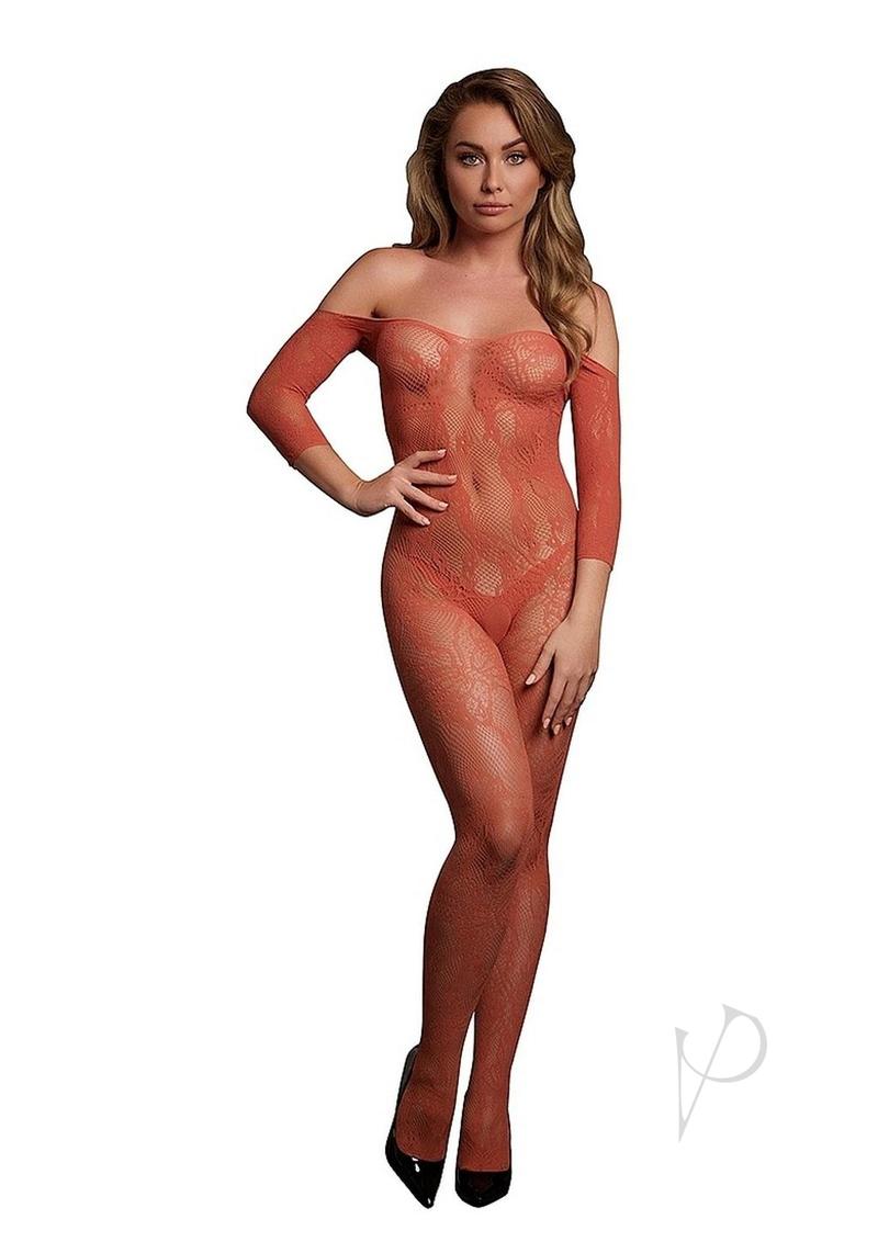 Lace Long Sleeved Bodystocking Os Sunset