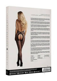 Crotchless Leopard Bodystocking Os Blk