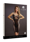 Knee Lengh Lace Fishnet Dress Os Blk