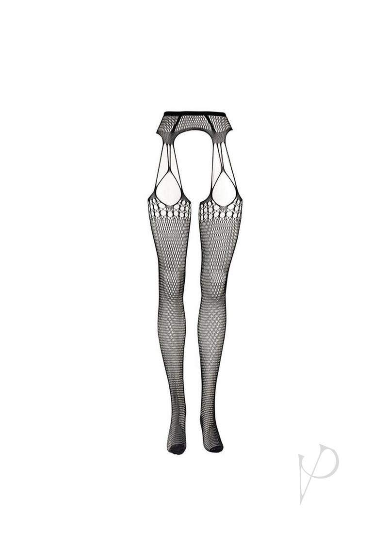 Shredded Suspender Pantyhose Os Blk