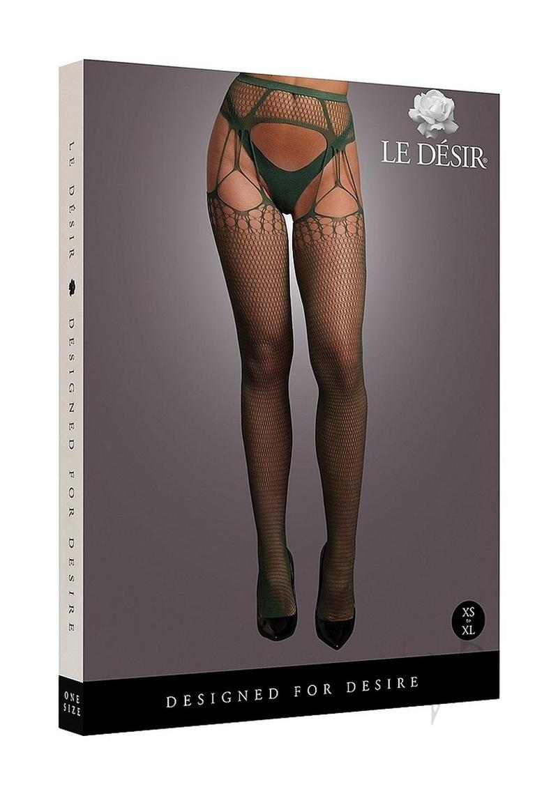 Shredded Suspender Pantyhose Os Grn