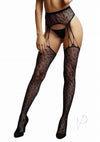 Suspender Leopard Pantyhose Os Blk