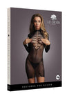 Long Sleeve Fishnet Dress Os Blk