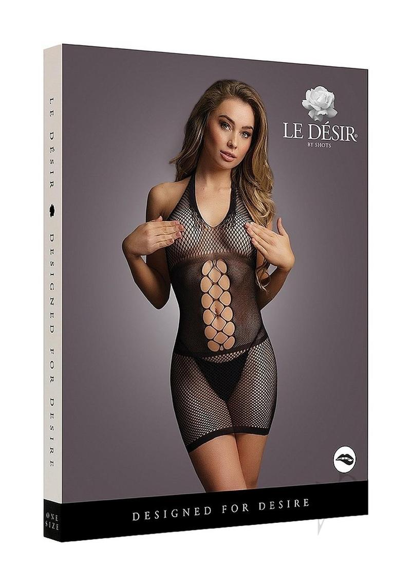 Peek A Boo Fishnet Dress Os Blk