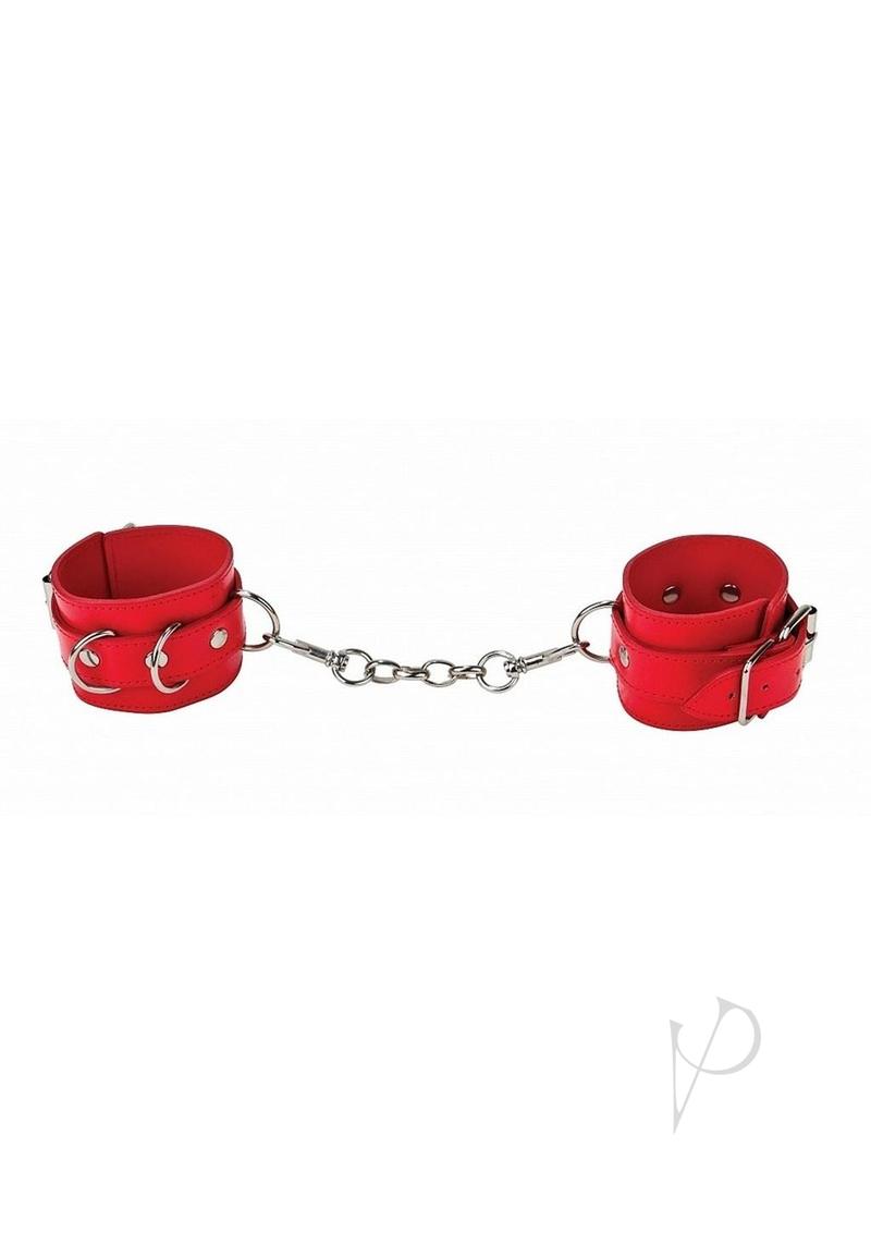 Ouch Leather Cuffs Red