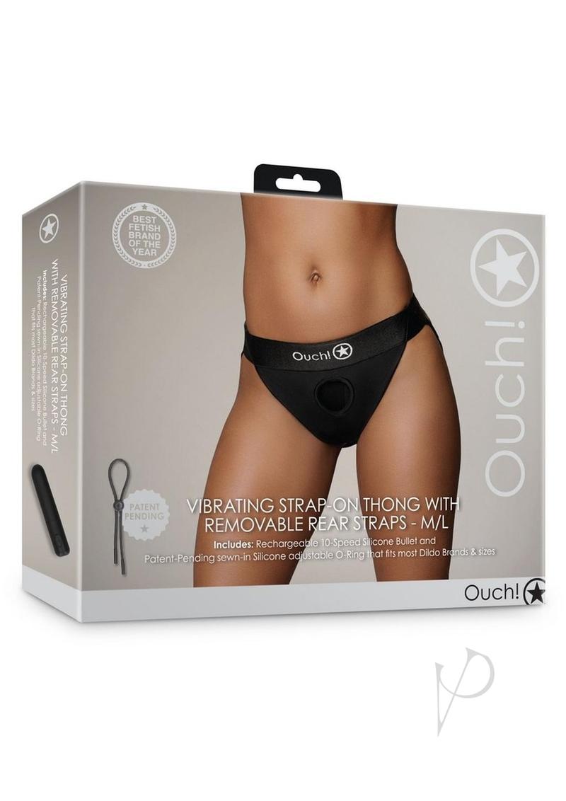 Ouch Vibe Strapon Thong Straps M/l Blk