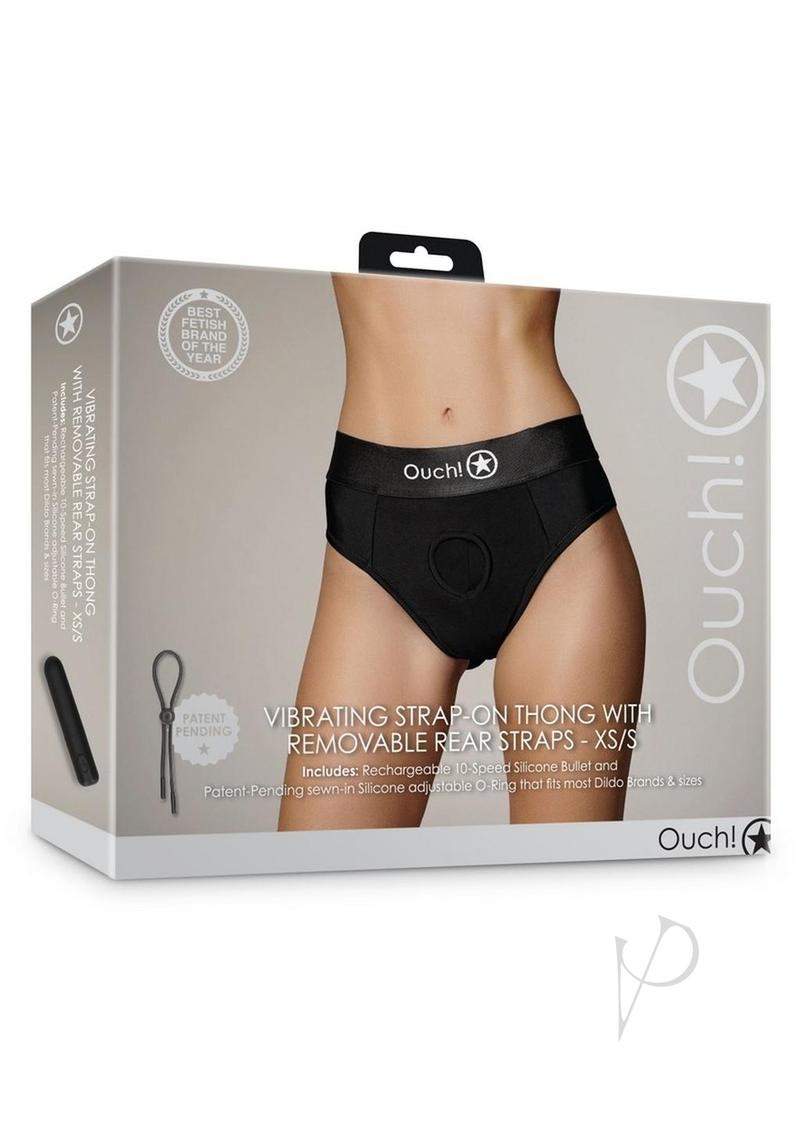 Ouch Vibe Strapon Thong Straps Xs/sm Blk