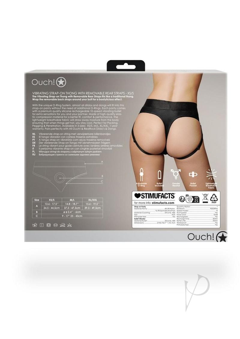 Ouch Vibe Strapon Thong Straps Xs/sm Blk