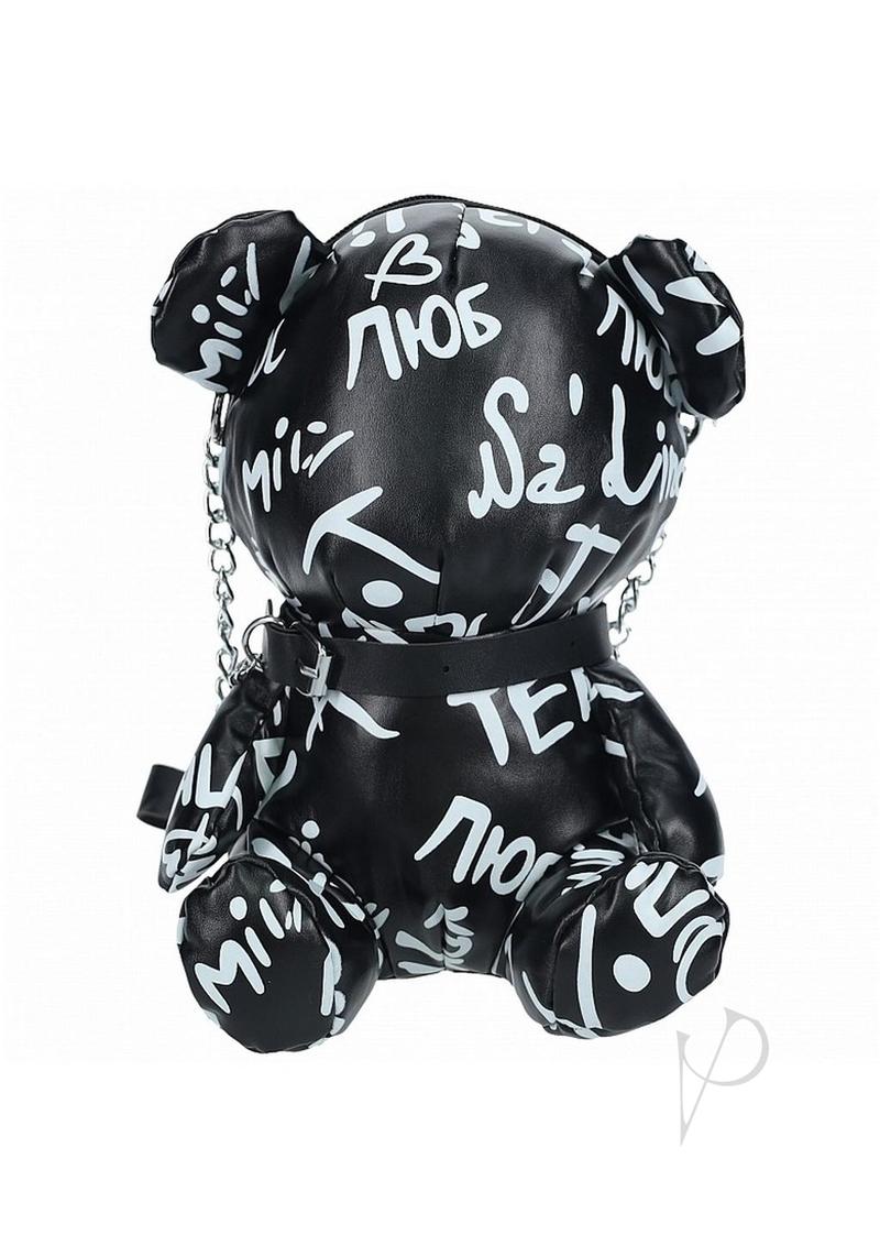 Sli Bear Bag Pleather Writing Black