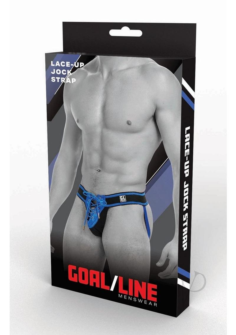 Goal Line Lace Up Jockstrap S/m Blu