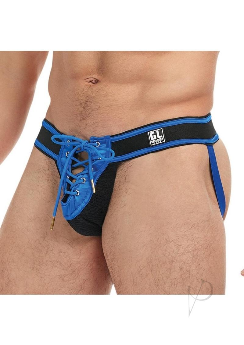 Goal Line Lace Up Jockstrap S/m Blu