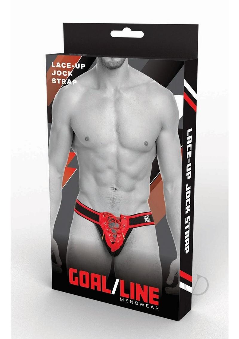 Goal Line Lace Up Jockstrap L/xl Red